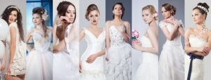 Beauty collage. Beautiful and fashion bride. studio shoot